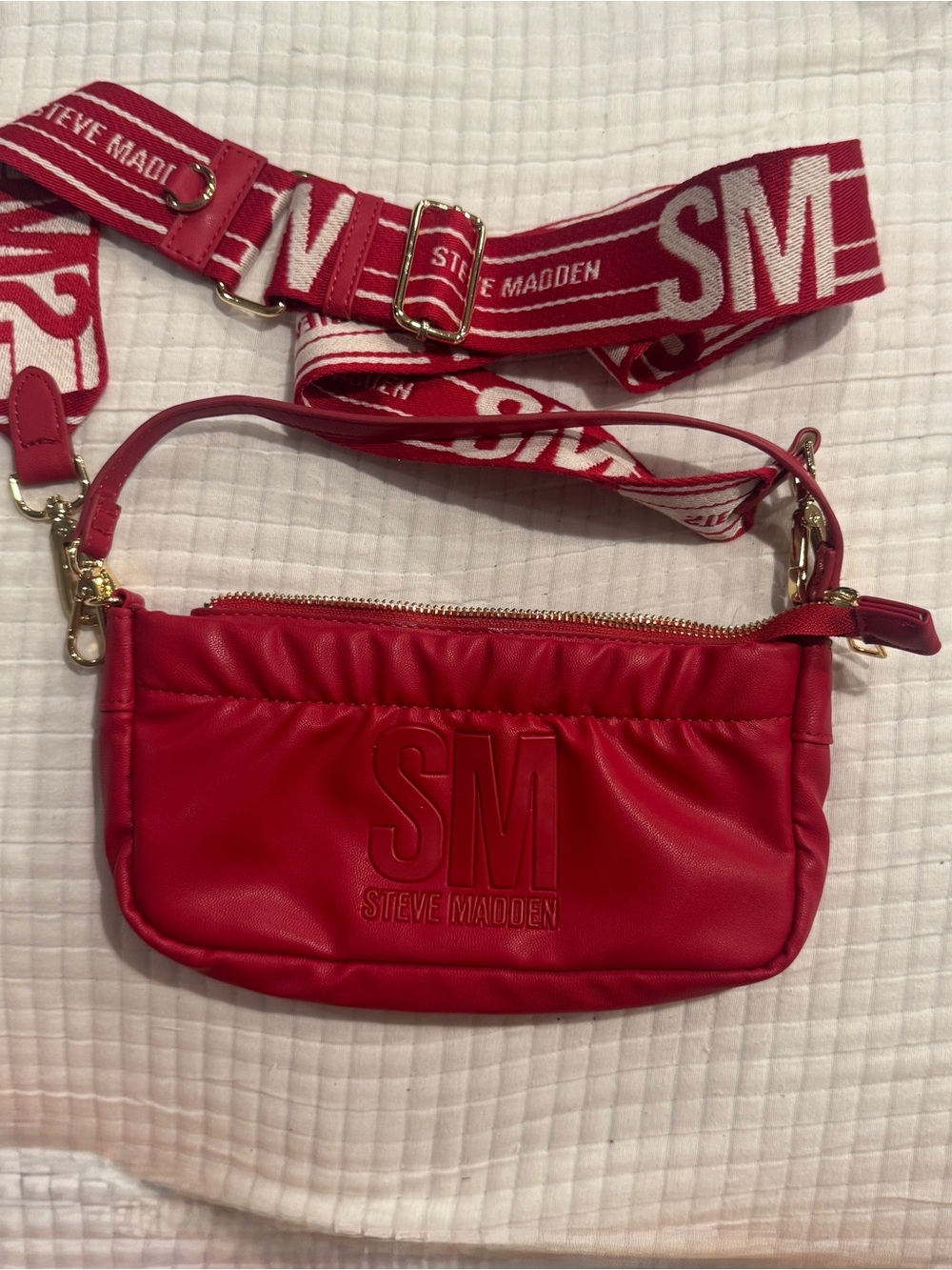 Steve Madden Bcarmela Red Crossbody Bag with Branded Strap
